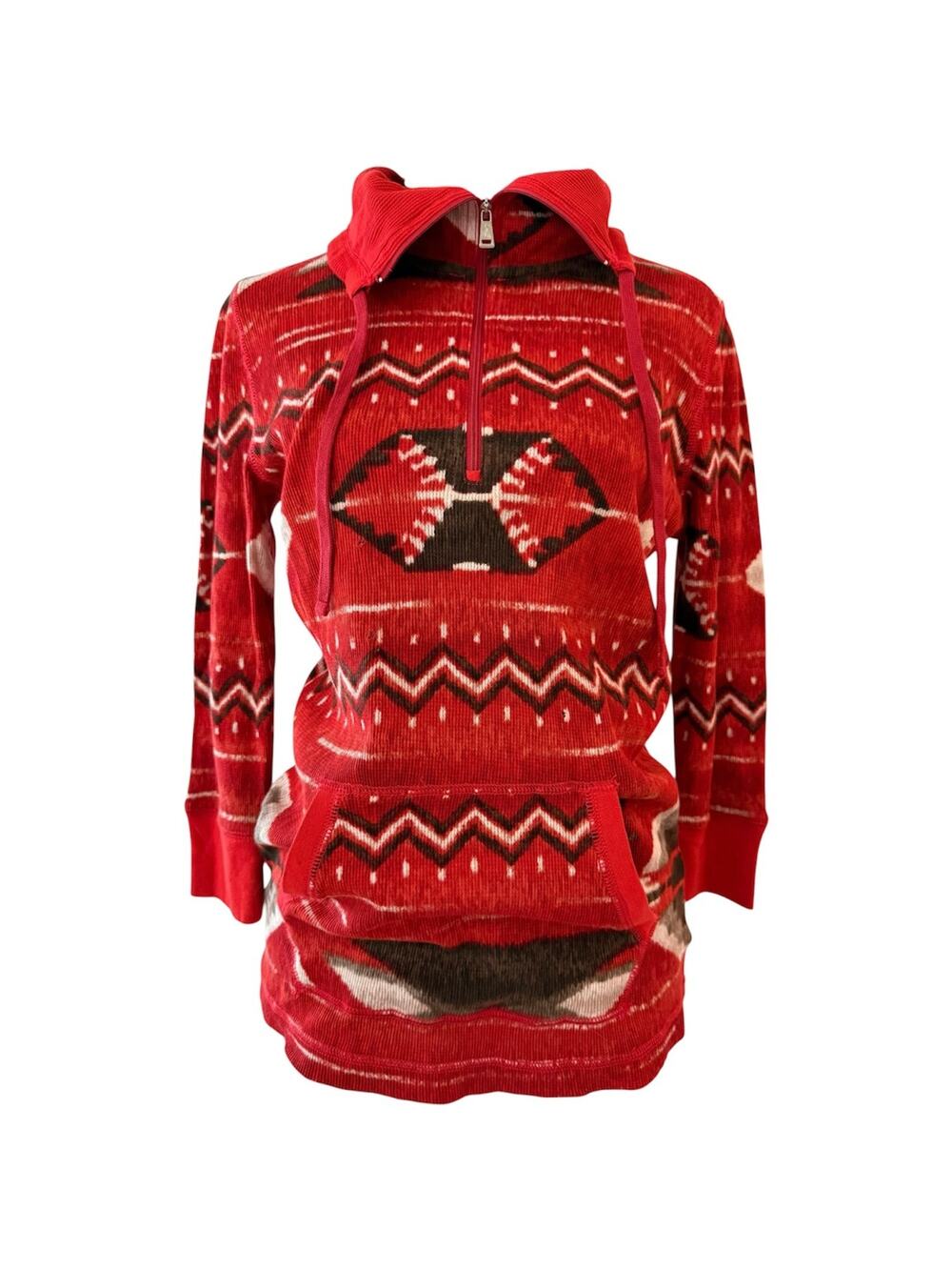 Lauren Ralph Lauren Active Aztec Southwestern 1/4 Zip Thermal Geometric Red L
